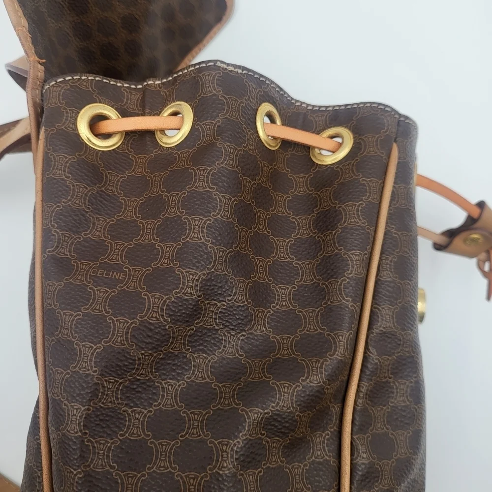 CELINE Macadam Rucksack Backpack Mini canvas leather..Authentic..